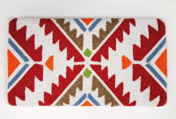BEADED RED AZTEC CLUTCH
