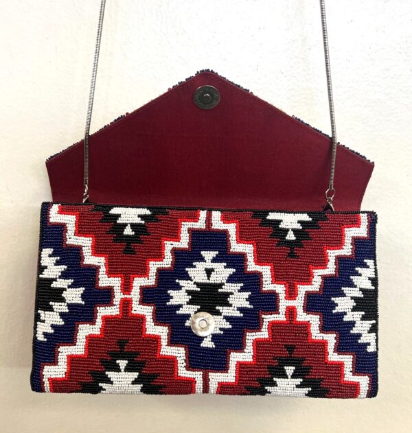 BEADED BLUE AZTEC CLUTCH
