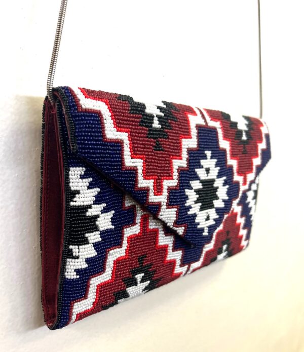 BEADED BLUE AZTEC CLUTCH