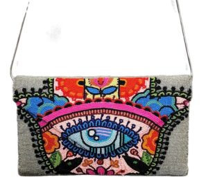BEADED HAMSA EVILEYE CLUTCH