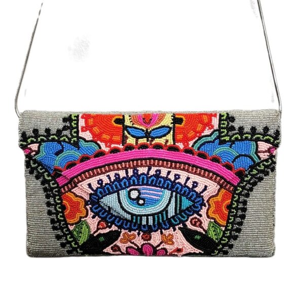 BEADED HAMSA EVILEYE CLUTCH