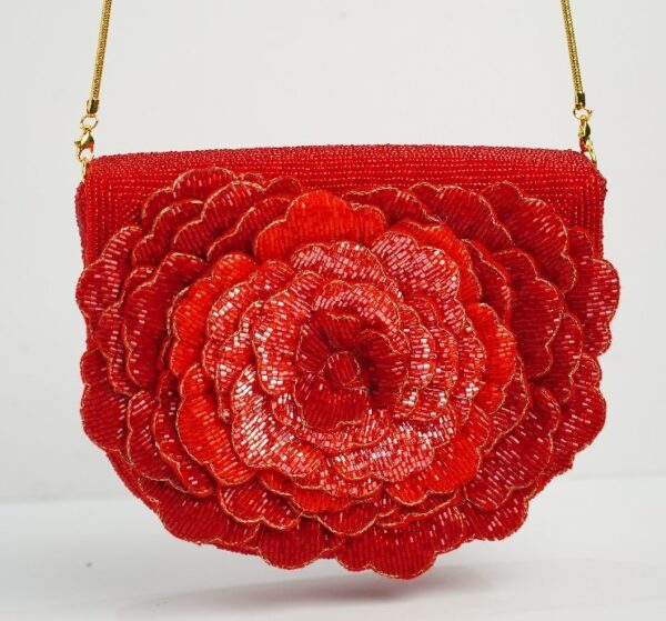 BEADED 3D FLORAL CLUTCH