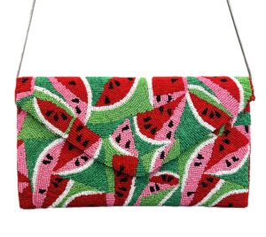 BEADED POP ART WATERMELON CLUTCH