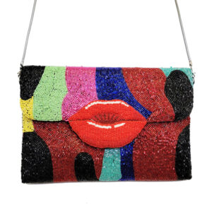 BEADED LIP MULTI COLOR CLUTCH