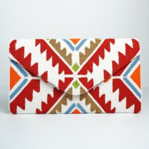 BEADED RED AZTEC CLUTCH