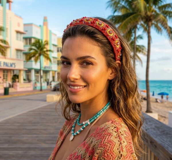 HAIRBAND CORAL BEADED