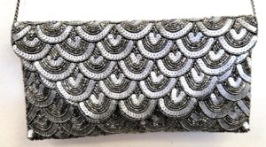 BEADED AND SEQUIN SCALLOP CLUTCH